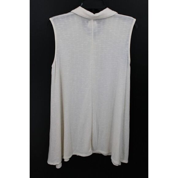Everleigh Sleeveless Ivory Cream Button Front Tunic Blouse Size Medium Cotton - Picture 4 of 6
